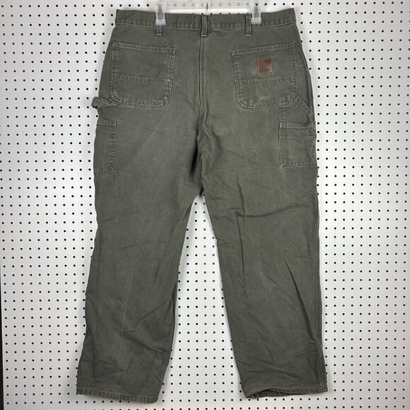 Carhartt Carpenter Pants 40x32 Green B11 MOS Paint Distressed Faded Work‎ Wear - Picture 1 of 7